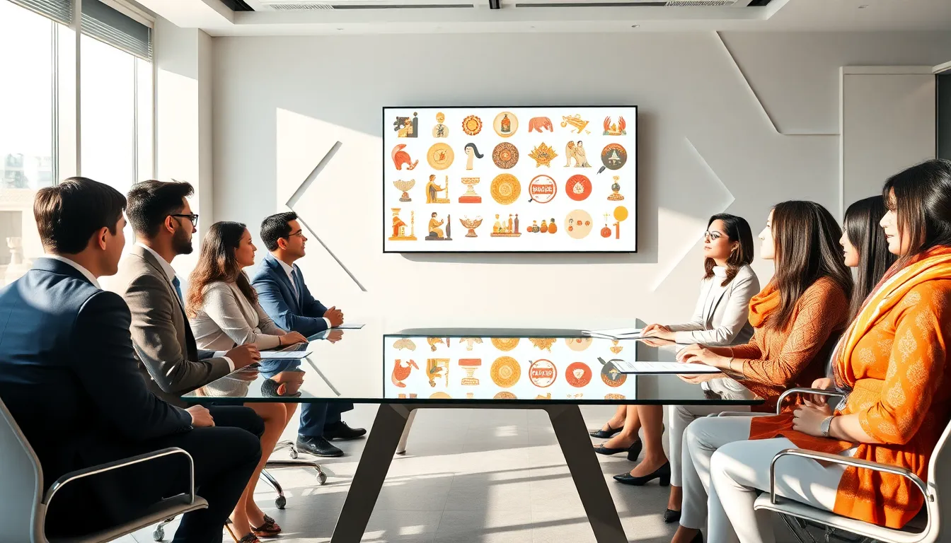 diverse professionals discussing bhbufnjh in a modern conference room.